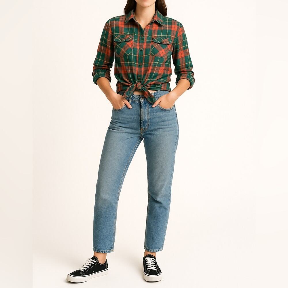 BLUE AGE Plaid Button Down Shirt | Small | Green Pink | 90s Grunge Classic